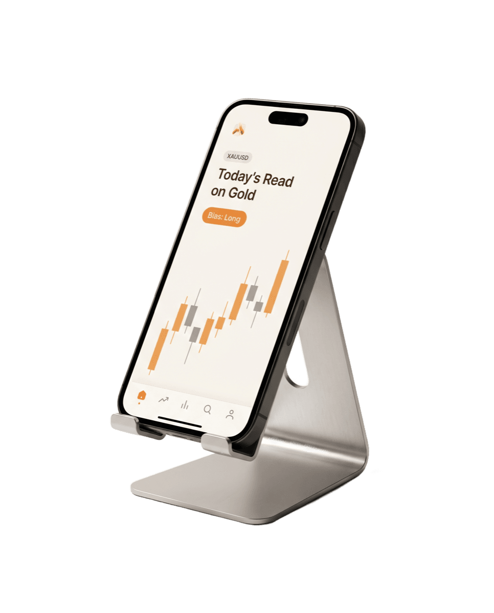 Market Makers app on a phone stand